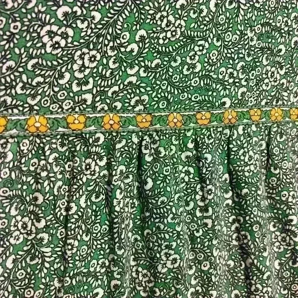 J.Jill Green Grass Fern Ditsy Tiered Mixed Print Maxi Dress Size Small Stretch - Picture 8 of 9
